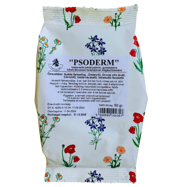 „PSODERM“ (Bylinná čajová zmes ako doplnok k liečbe psoriázy (psoriáza) a zápalových kožných ochorení (dermatitída) 50g